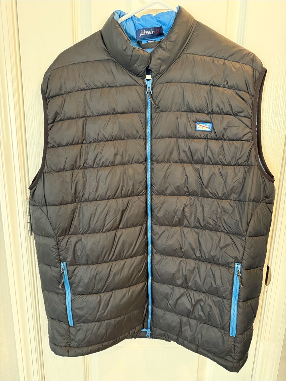Johnnie-O Men's Puffy Vest - Black with Blue Trim